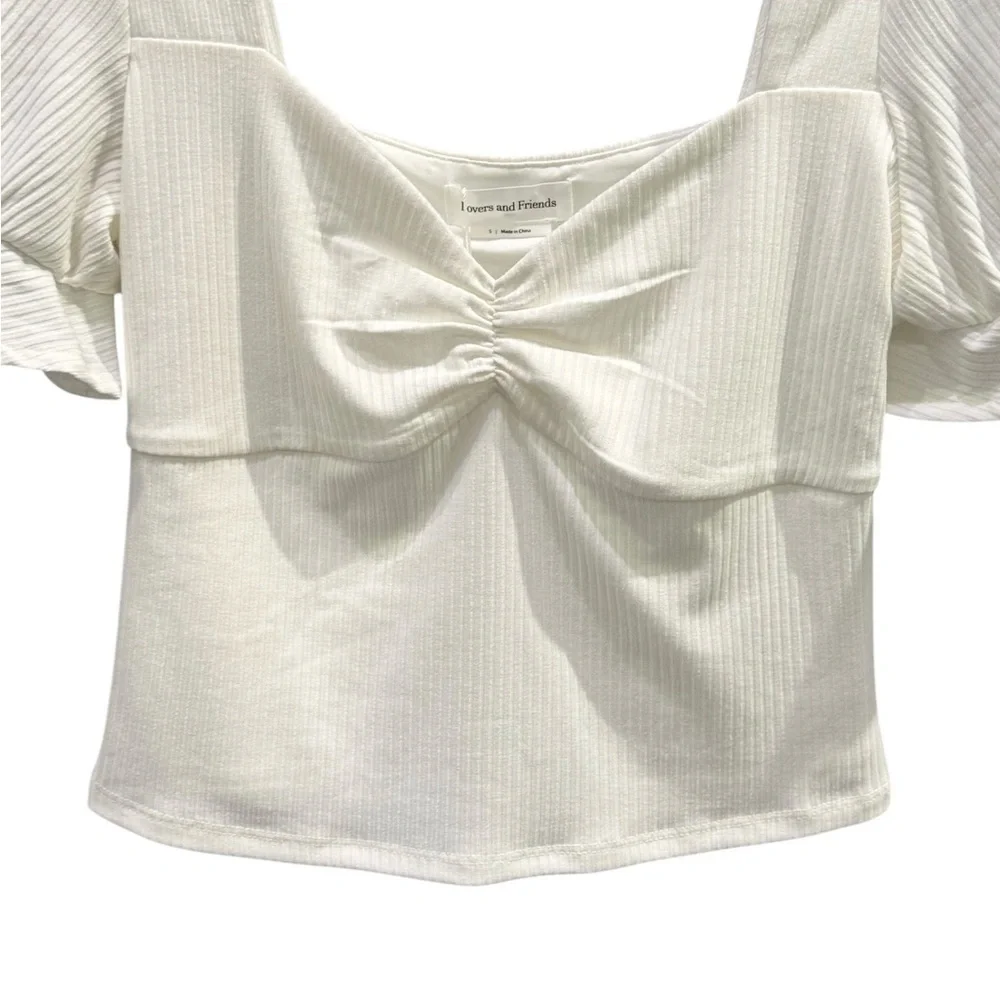 New W/ Tags Women’s Lovers And Friends White Lana Ribbed Crop Top: Size Small - Picture 6 of 13